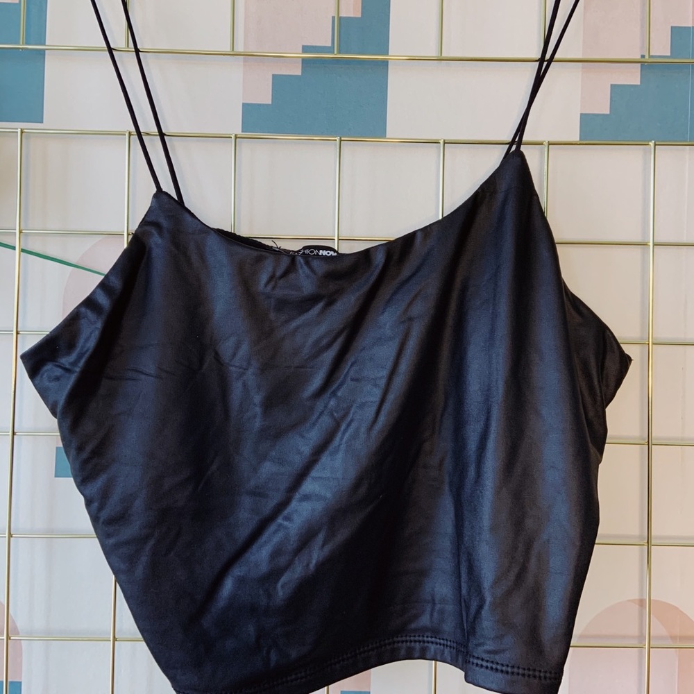 Faux leather crop top
